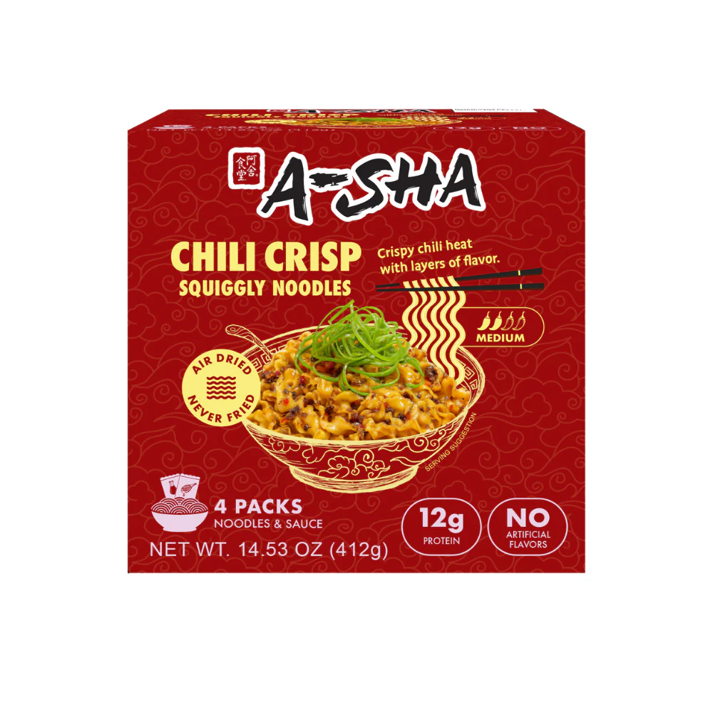 A-Sha Chili Crisp Squiggly Noodle (4-Pack)