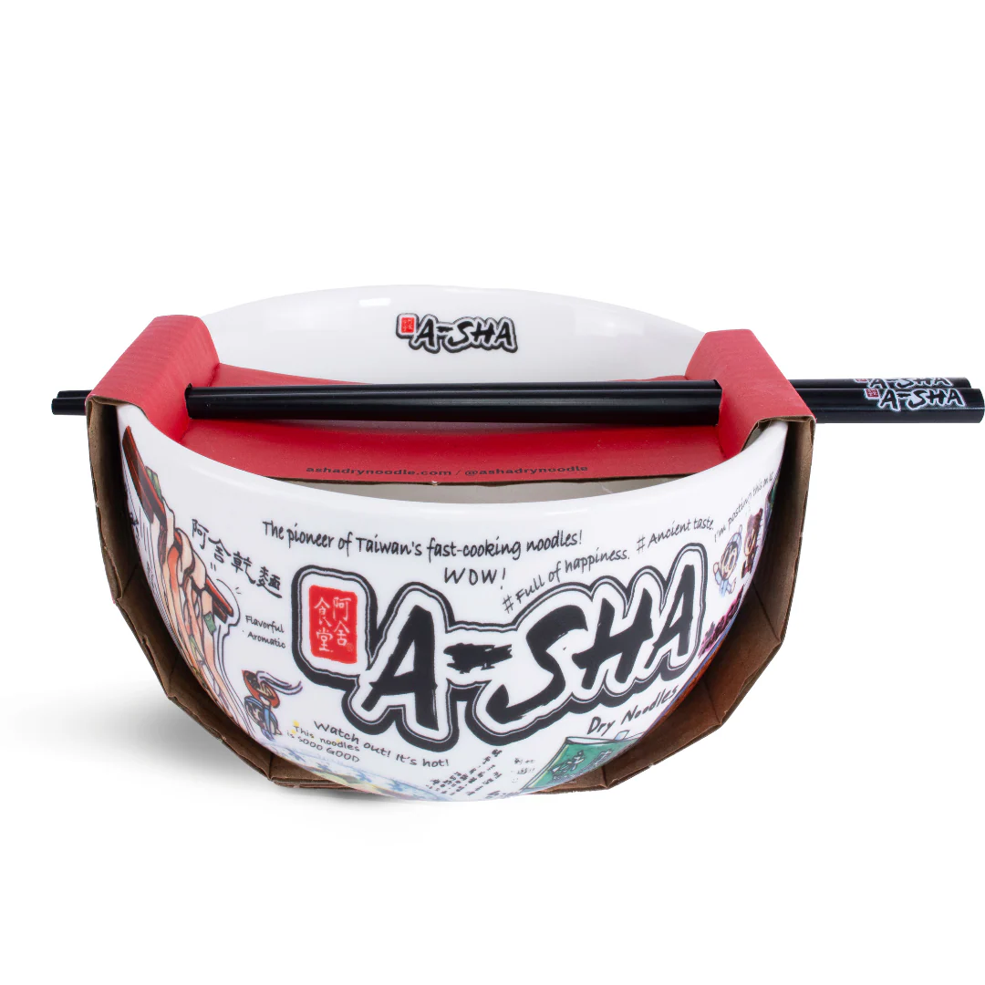 A-Sha Ceramic Ramen Bowl with Chopsticks - Image 3