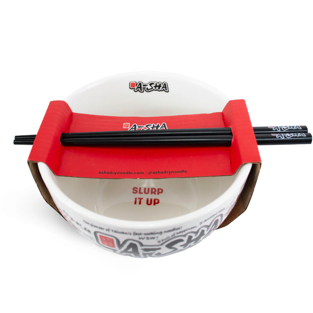 A-Sha Ceramic Ramen Bowl with Chopsticks - Image 4