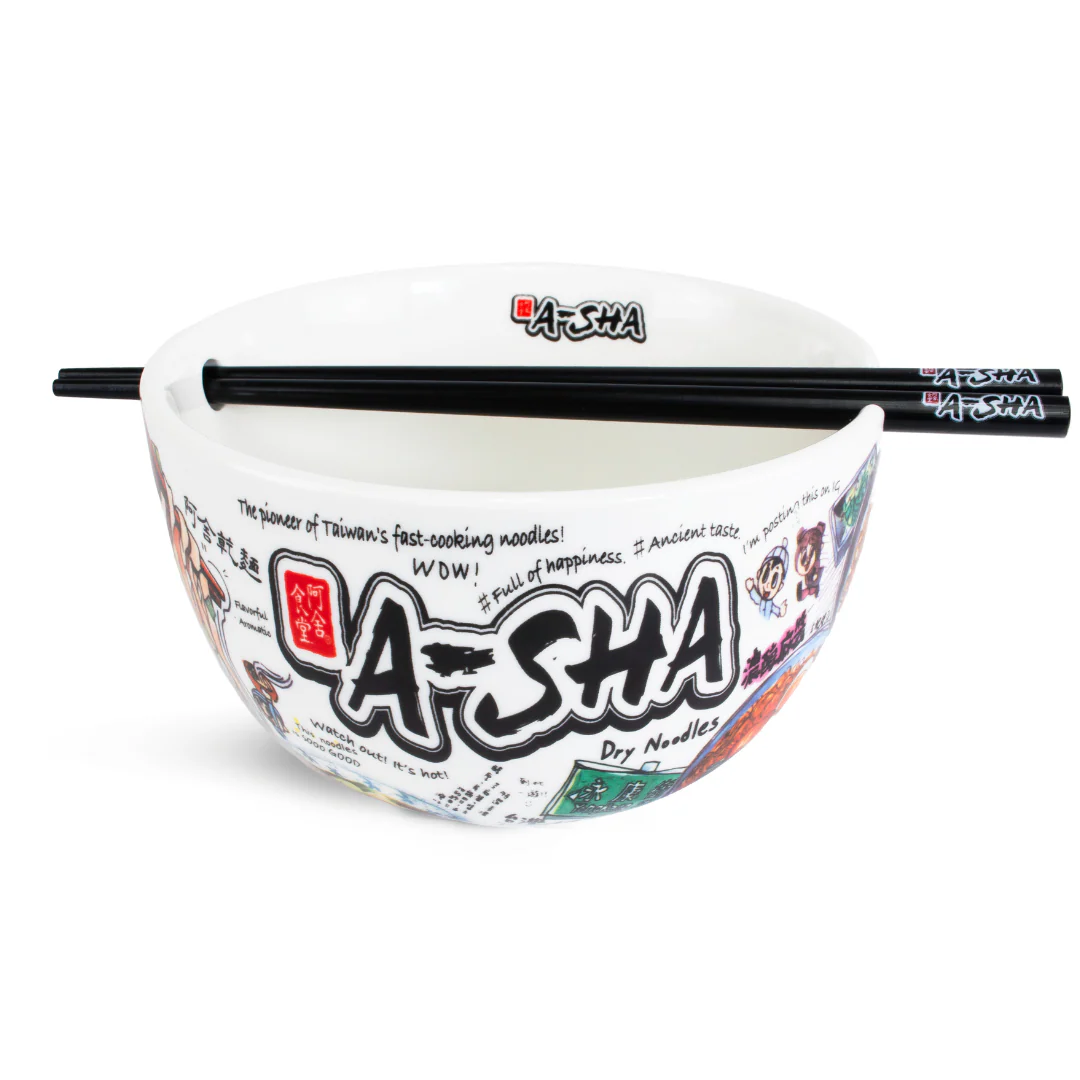 A-Sha Ceramic Ramen Bowl with Chopsticks - Image 5