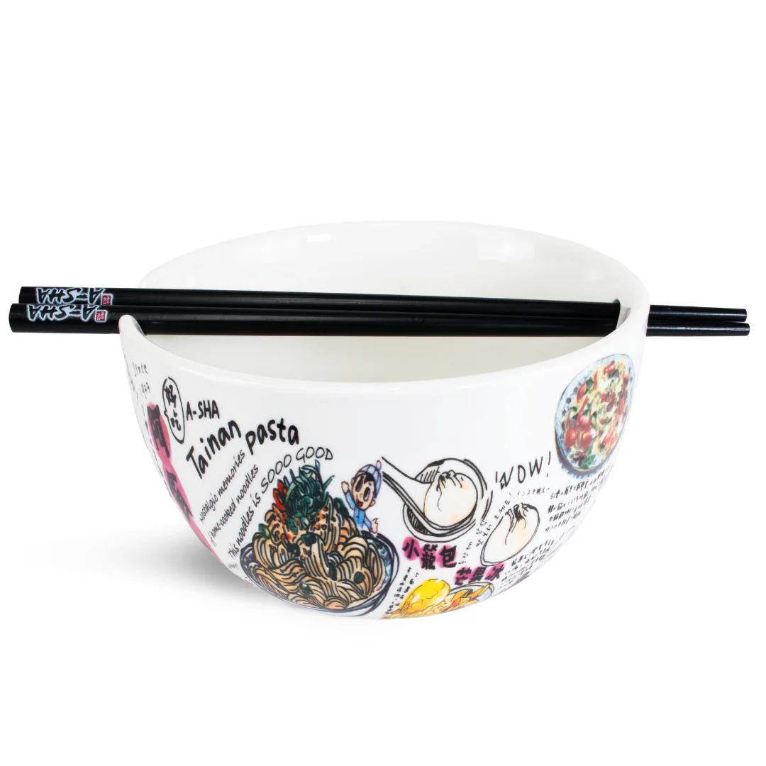 A-Sha Ceramic Ramen Bowl with Chopsticks - Image 6