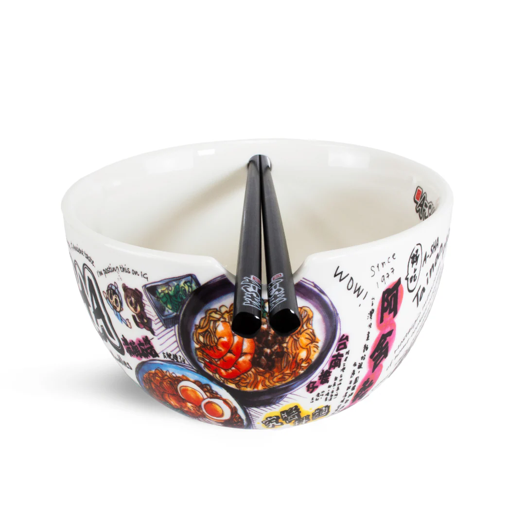 A-Sha Ceramic Ramen Bowl with Chopsticks - Image 7